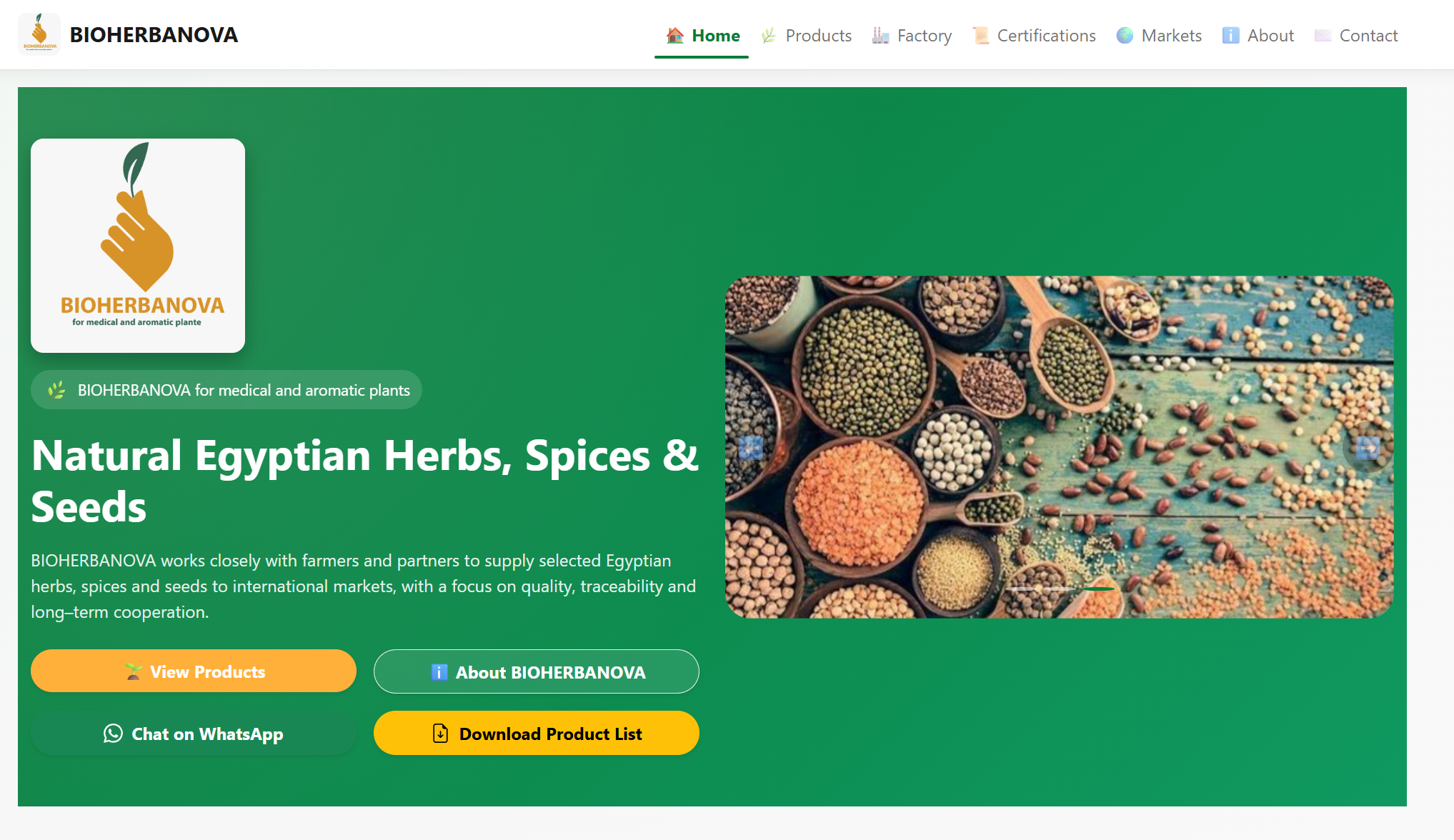 منصة Bio Herbanova للتصدير الزراعي